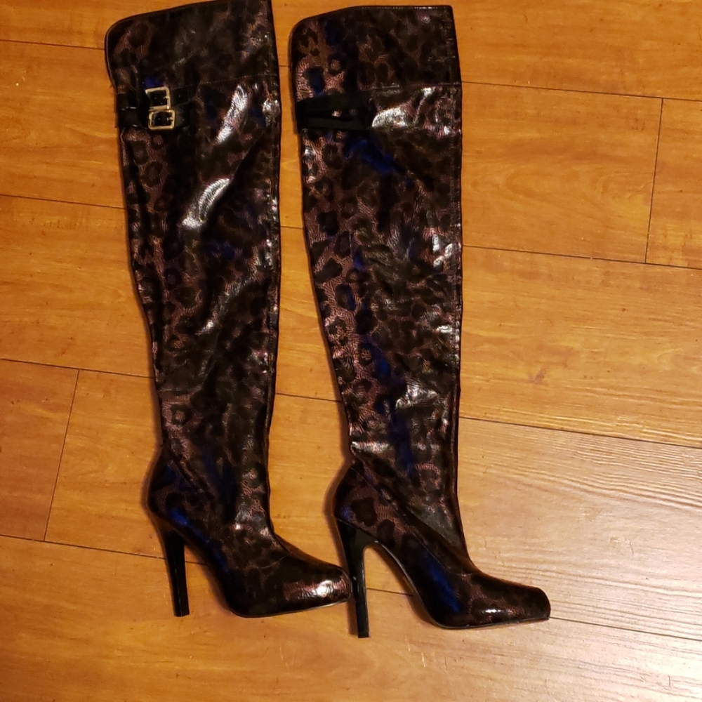 Baby Phat Leopard OTK Boots Sz 7